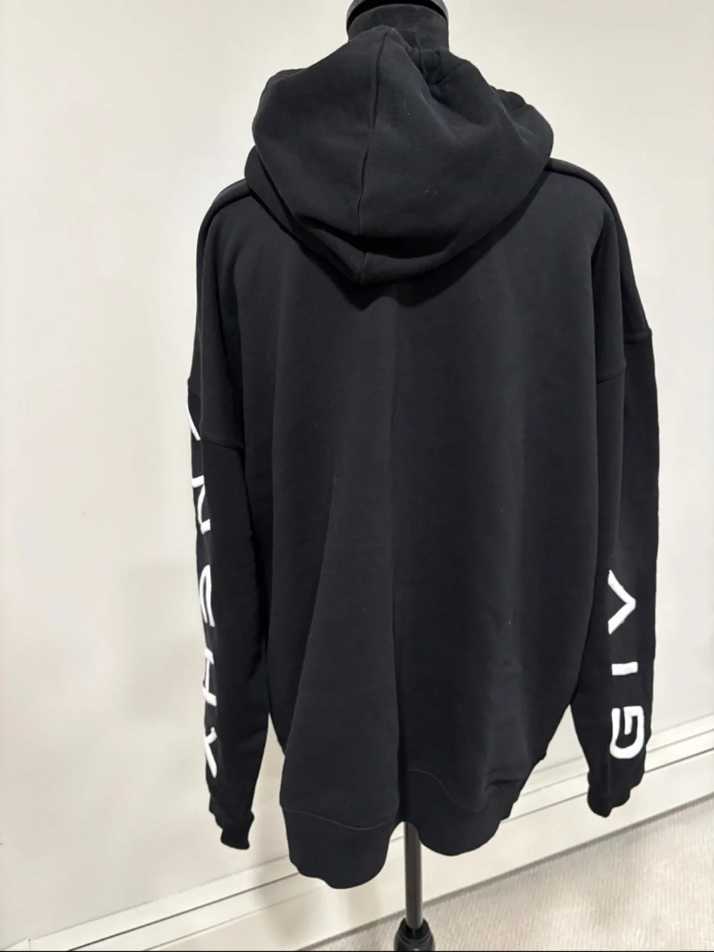 Givenchy Black Hoodie with White Diagonal Embroidered Logo XL Unisex - Picture 10 of 16